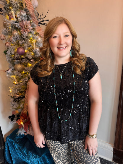 Elevate Your Night Sequins Top (Black)