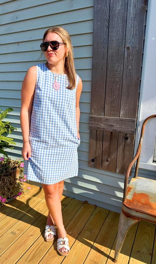 The Reece Mini Dress (Blue Gingham)