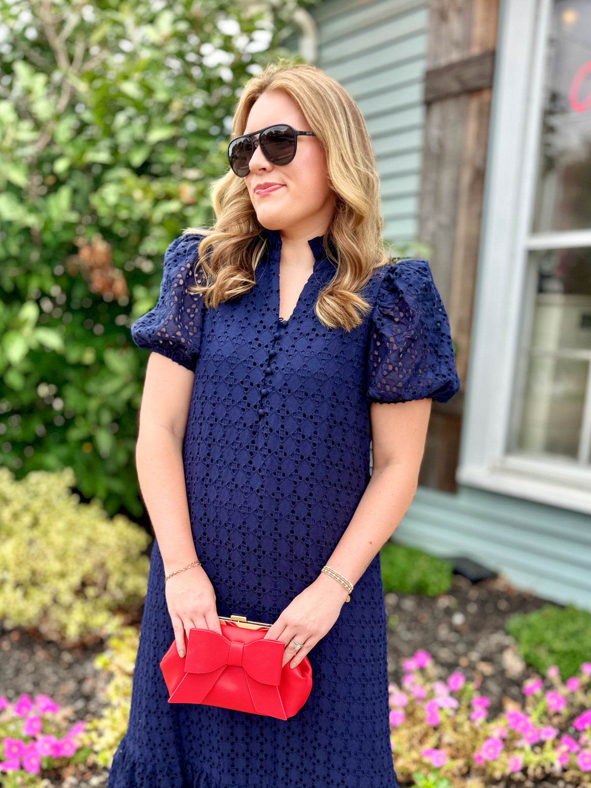Pretty Please Eyelet Maxi (Navy)