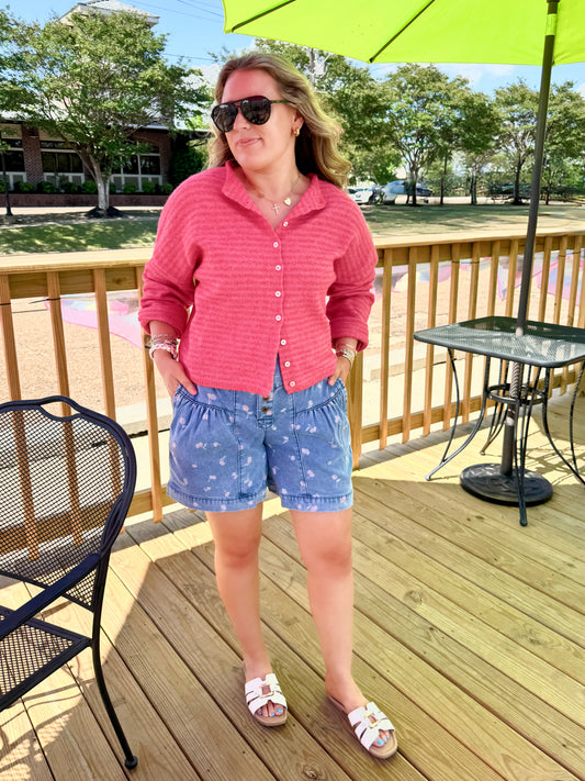 Cherry Cake Denim Shorts