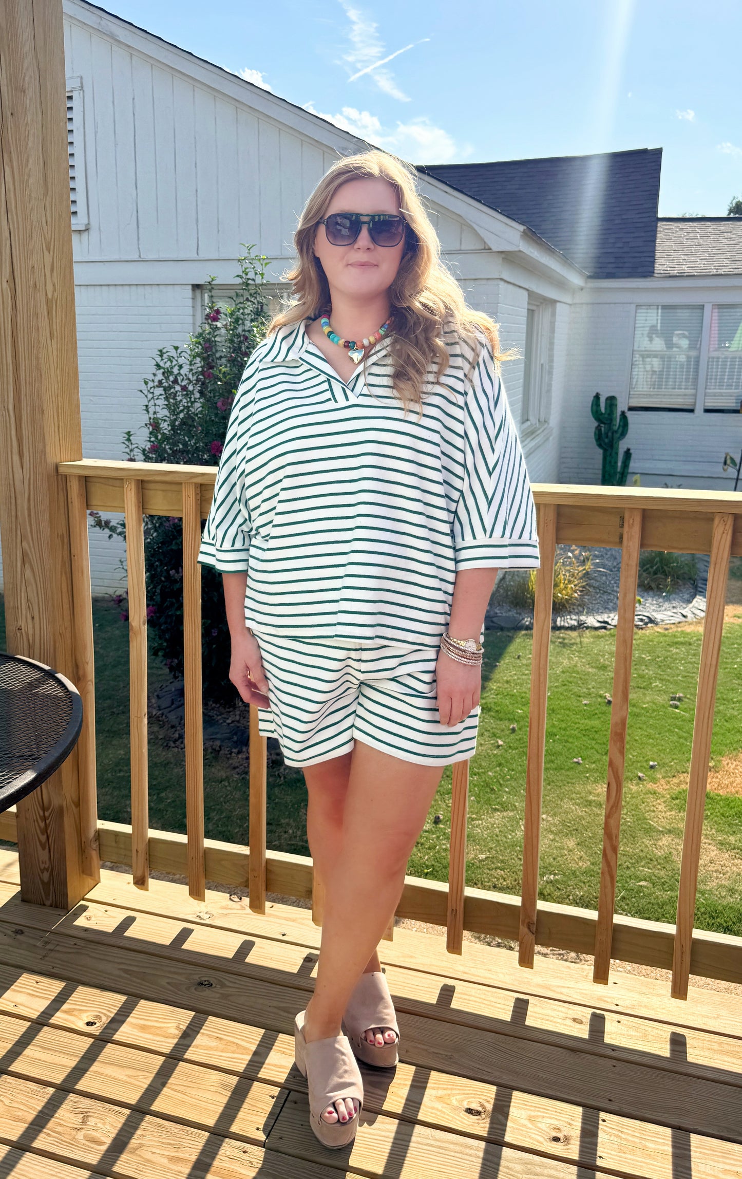 West Side Stripe Set (Green) Plus Size Only