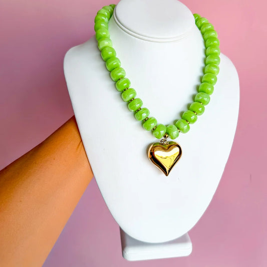 Lolly Heart Necklace (Lime)