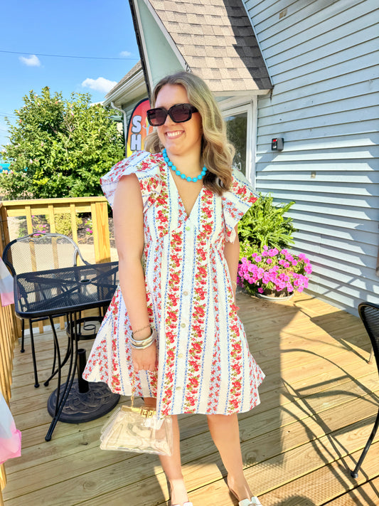 Garden Bliss Mini Dress (Blue)