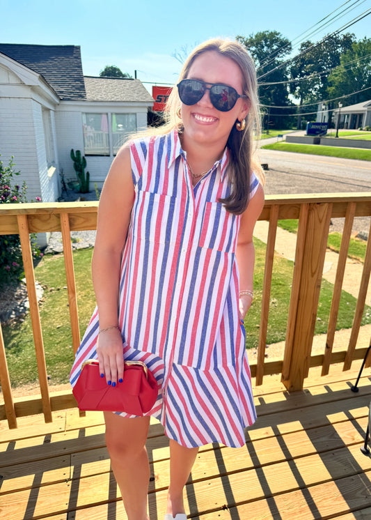 American Dream Striped Mini Dress