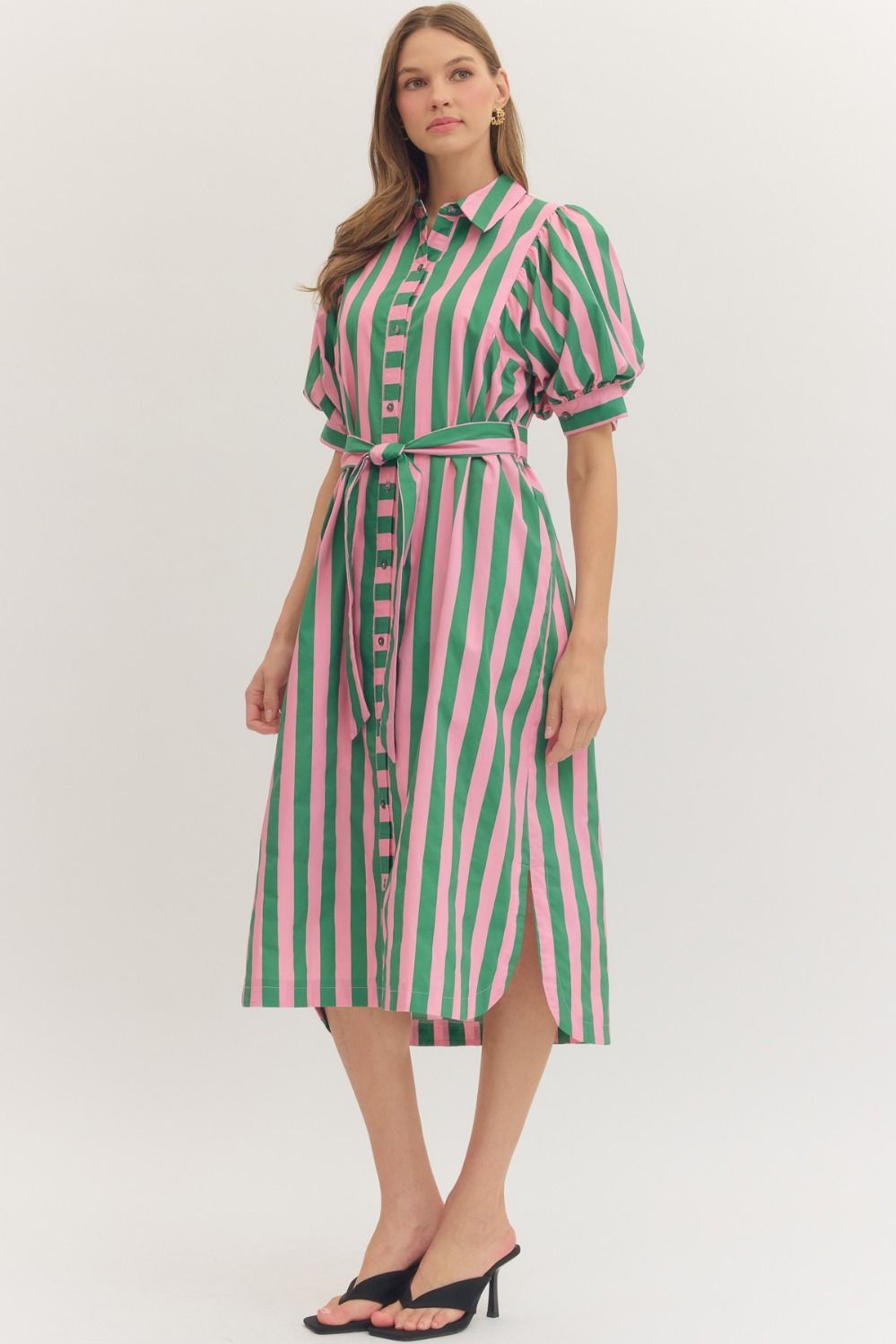 Newport Striped Dress (Pink/Green)