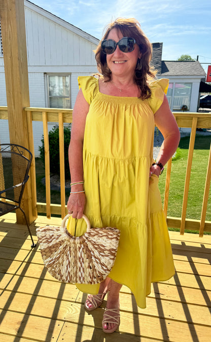 Popover Tired Midi Dress (Kiwi Green)