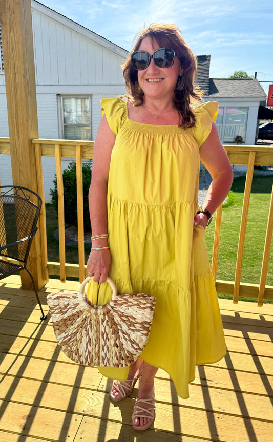 Popover Tired Midi Dress (Kiwi Green)
