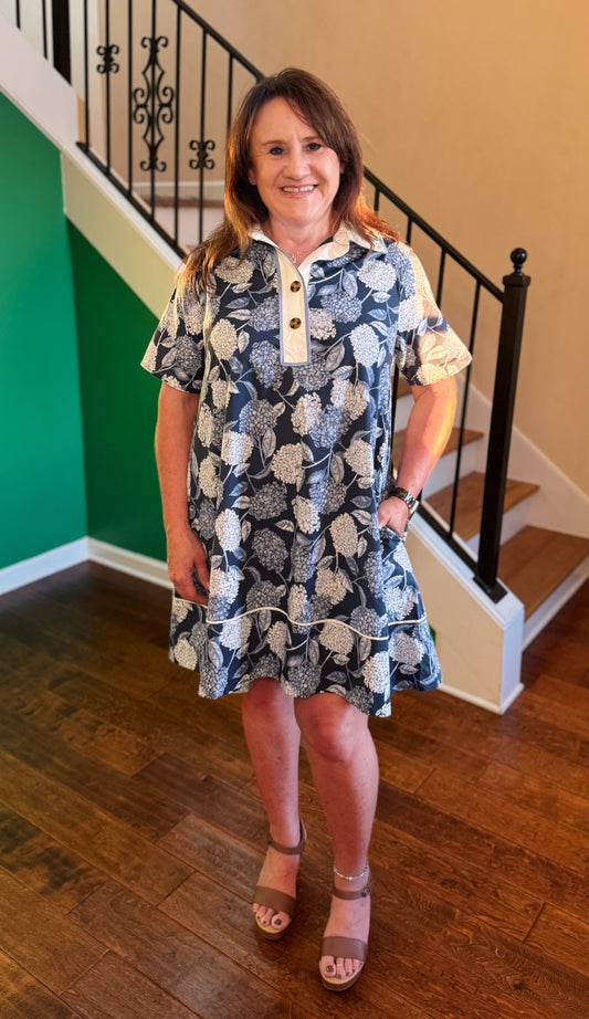 Lila Floral Mini Dress (Blue)