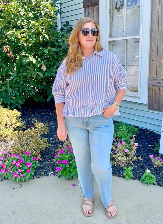 Callie Ruffle Hem Blouse (Mocha)