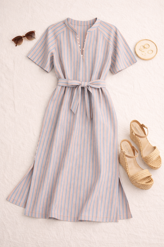 So Easy Striped Midi Dress (Mauve)