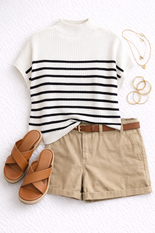 Hey Sailor Cap Sleeve Sweater (Ivory)
