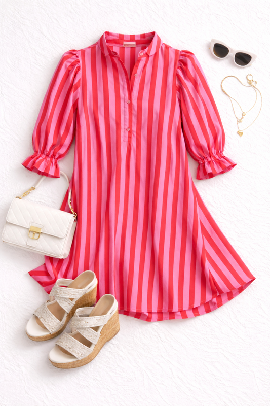 Kandie Stripe Dress (Pink)