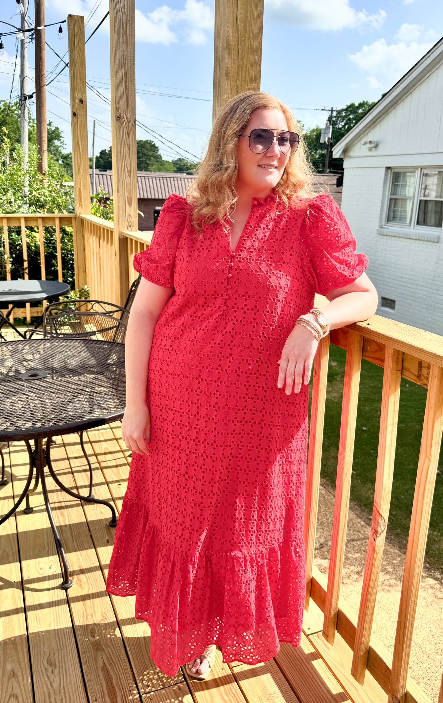 Pretty Please Eyelet Maxi (Red)
