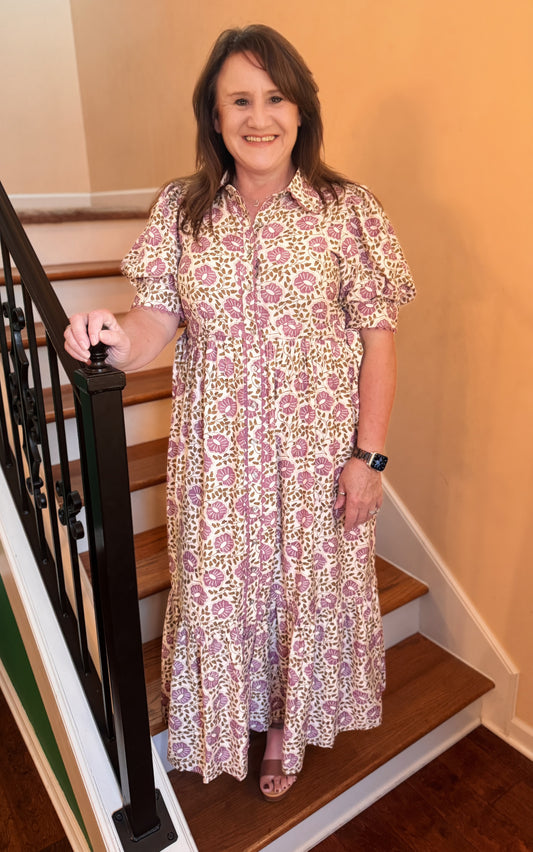Rylee Floral Midi Dress (Purple)