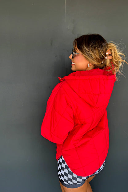 Peyton Puffer Pullover: Red