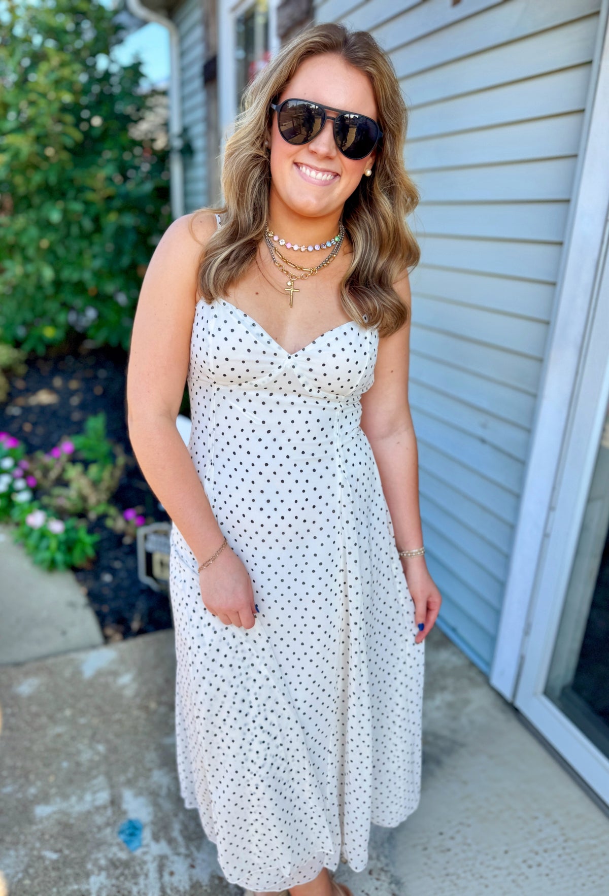 Dot My Heart Midi Dress (White)