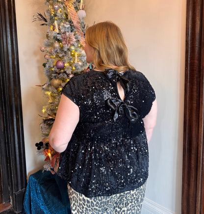 Elevate Your Night Sequins Top (Black)
