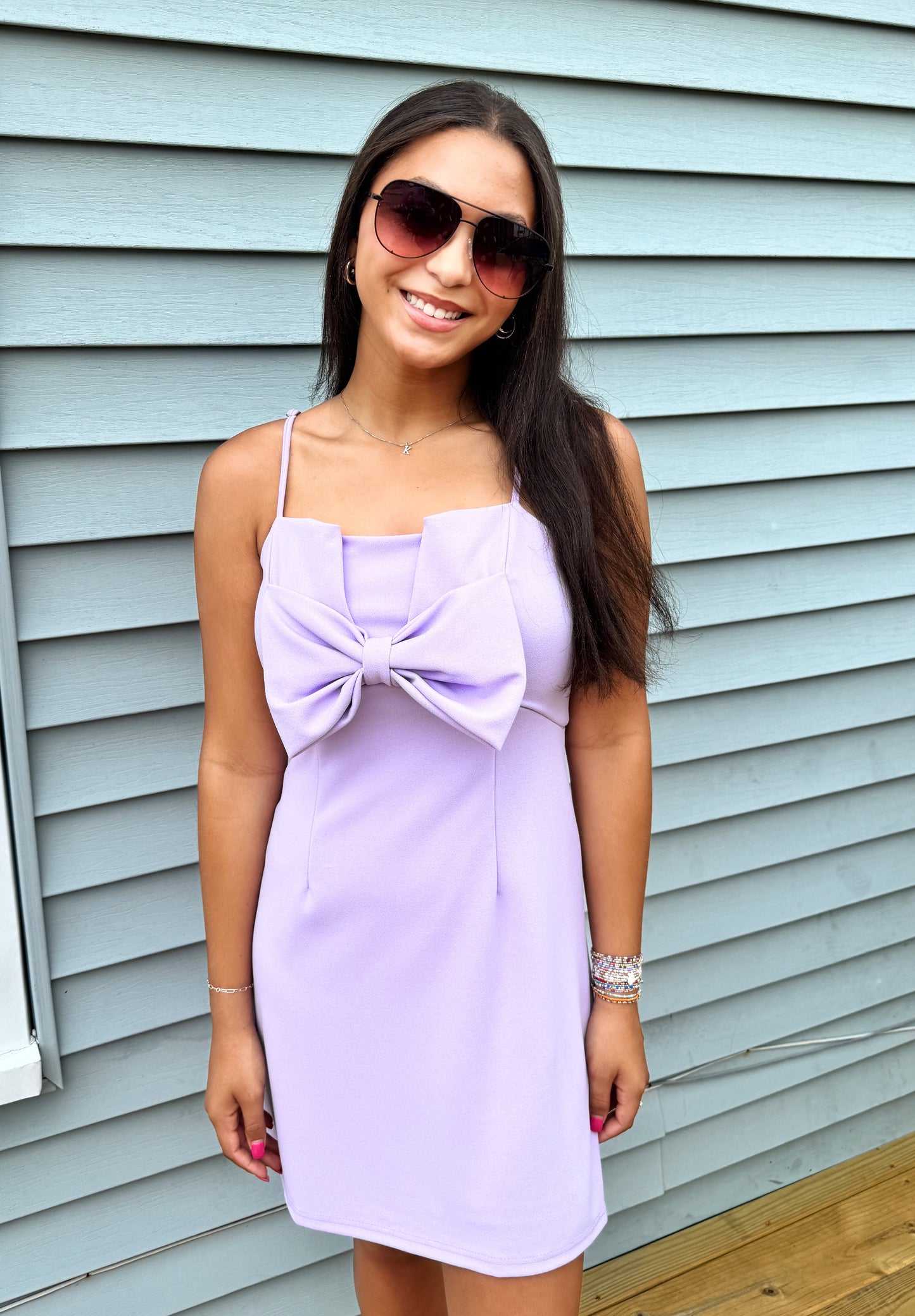 Lavender Bow Mini Dress