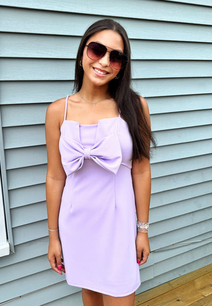 Lavender Bow Mini Dress