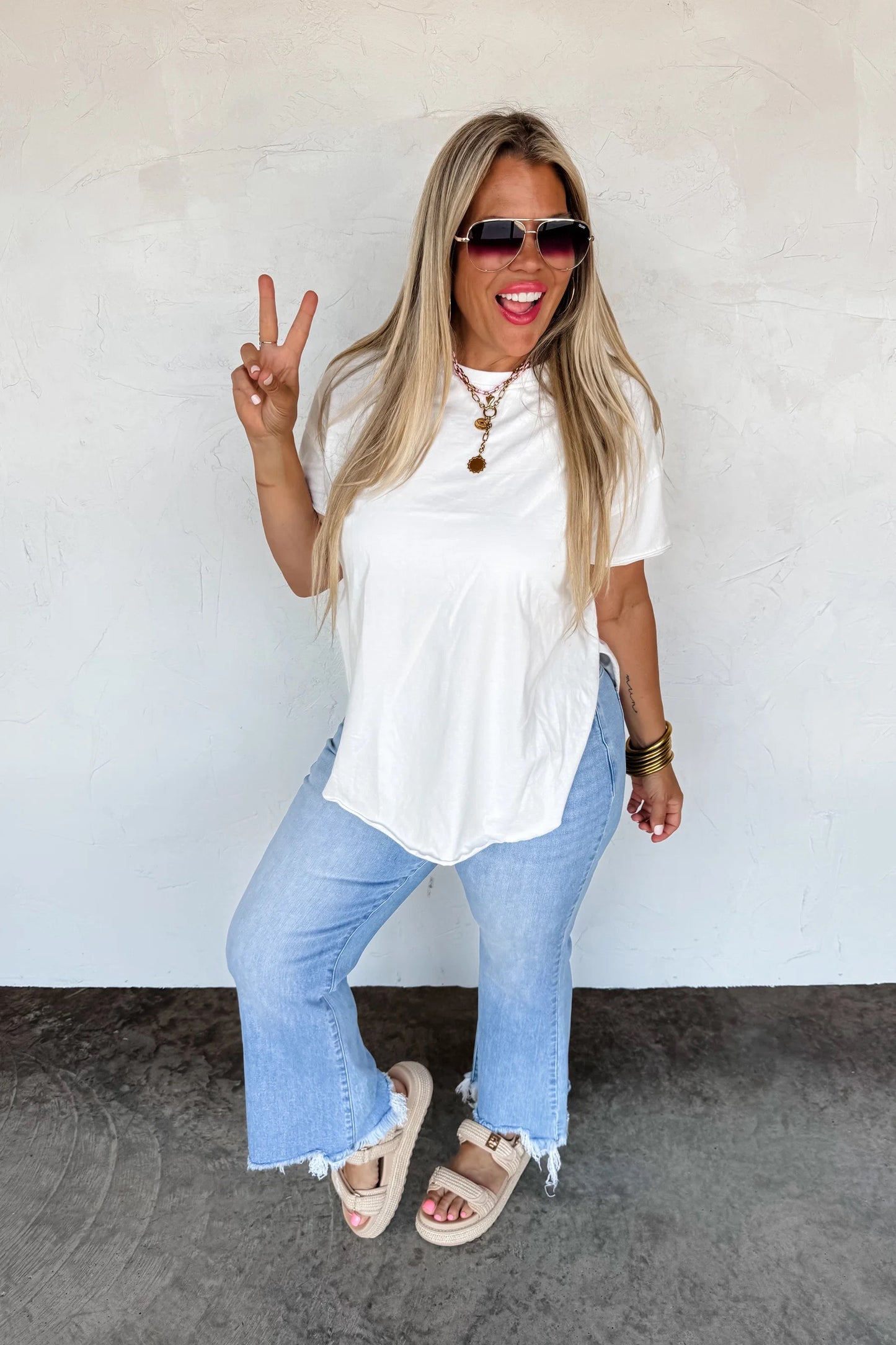 Joey Washed Cotton Boyfriend Tee (White)