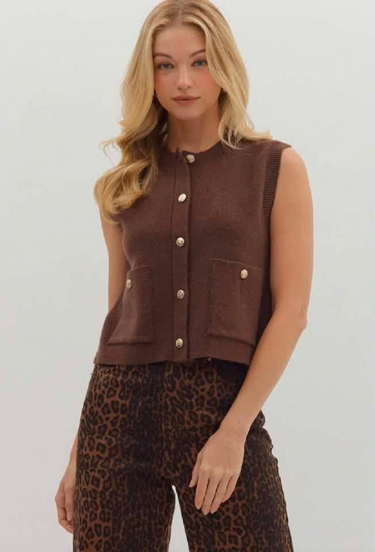 Modern Girl Sweater Vest (Brown)