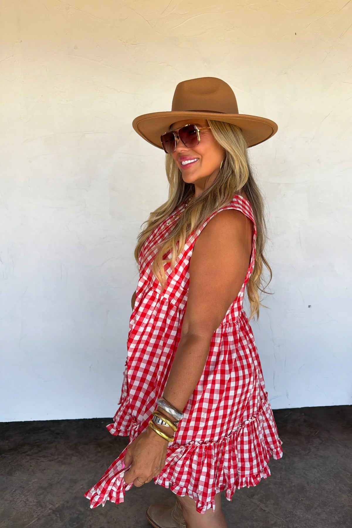 Harvest Gingham Dress (Red)