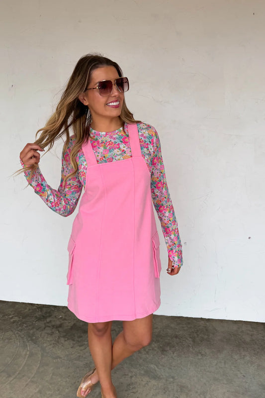 Millie Overall Dress ( Pink)