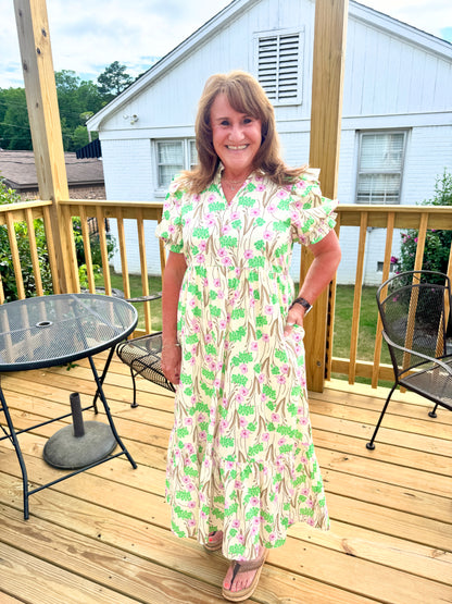 The Krissy Floral Dress (Green)