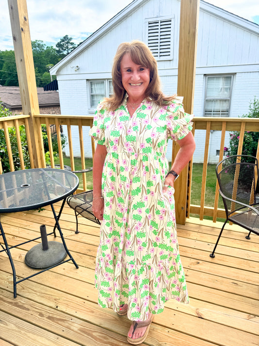 The Krissy Floral Dress (Green)