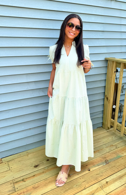 Lana Striped Maxi Dress (Green)