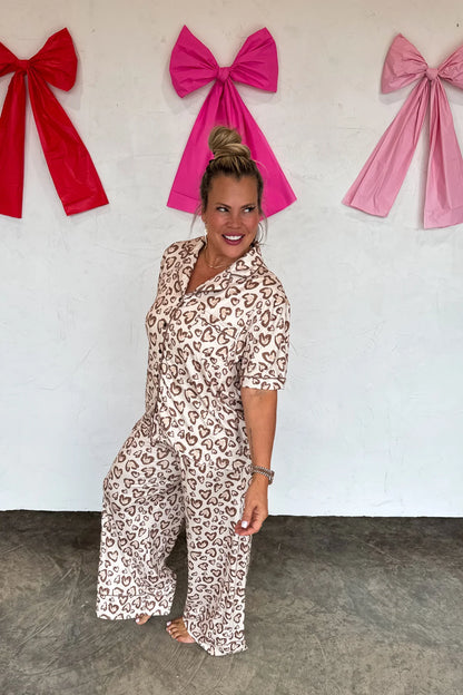 Leopard Heart Luxe Pjs (Neutral)