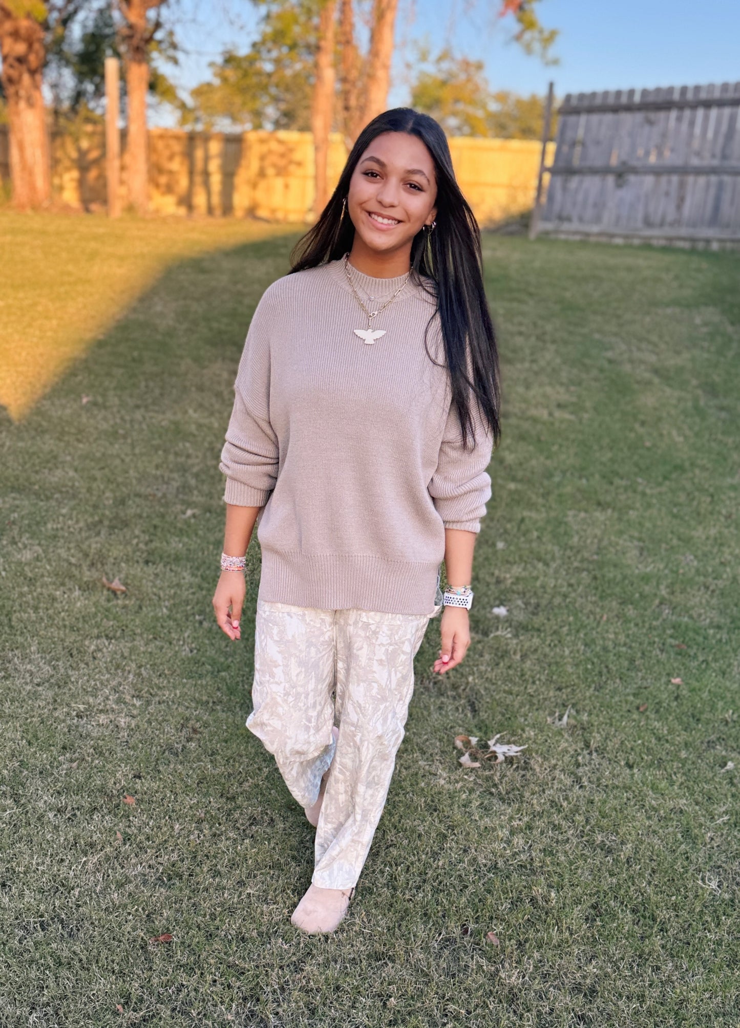 Riley Highneck Oversized Sweater (Taupe)