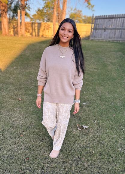 Riley Highneck Oversized Sweater (Taupe)