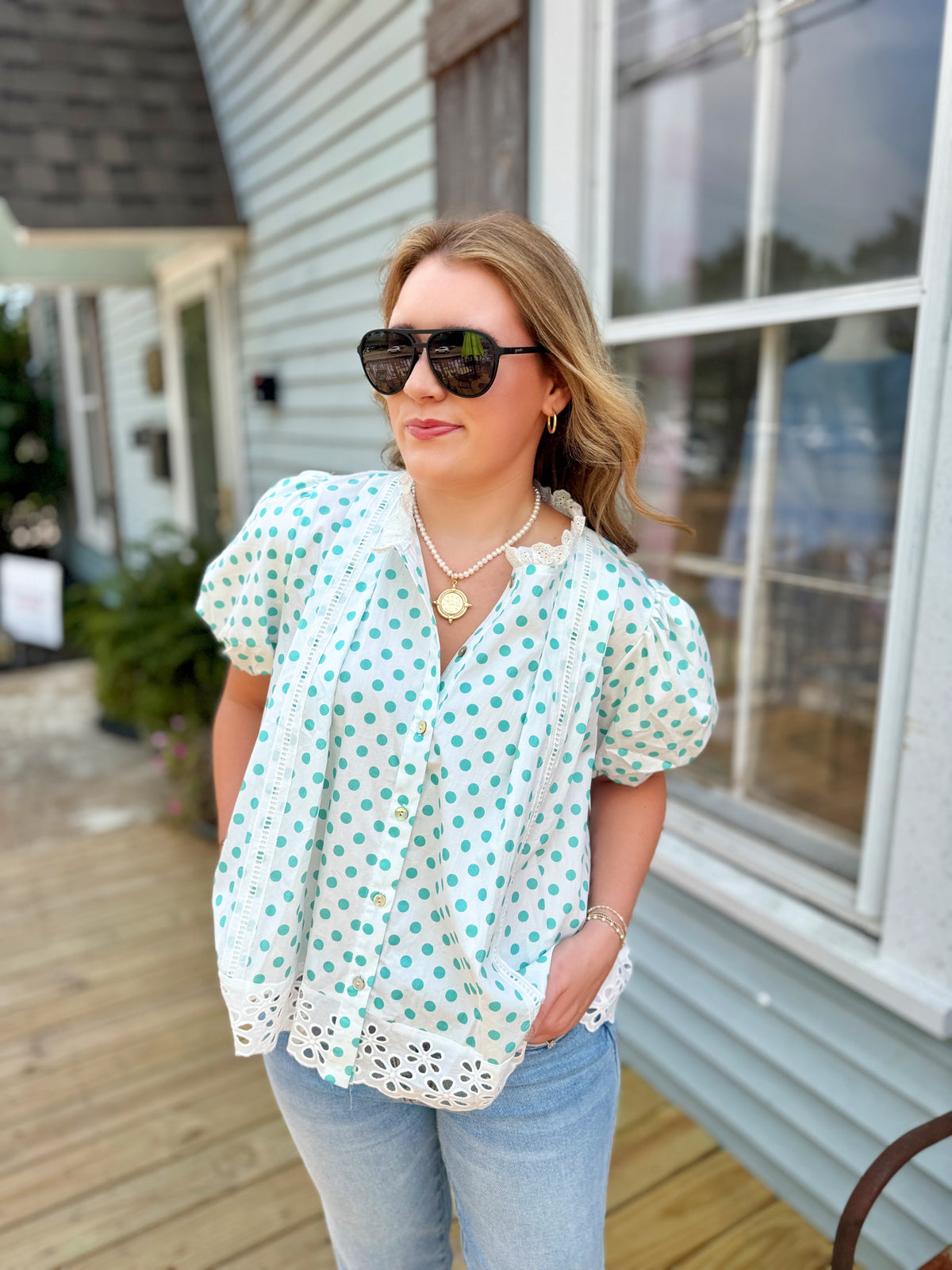 Blooming Daisy Blouse (Turquoise)