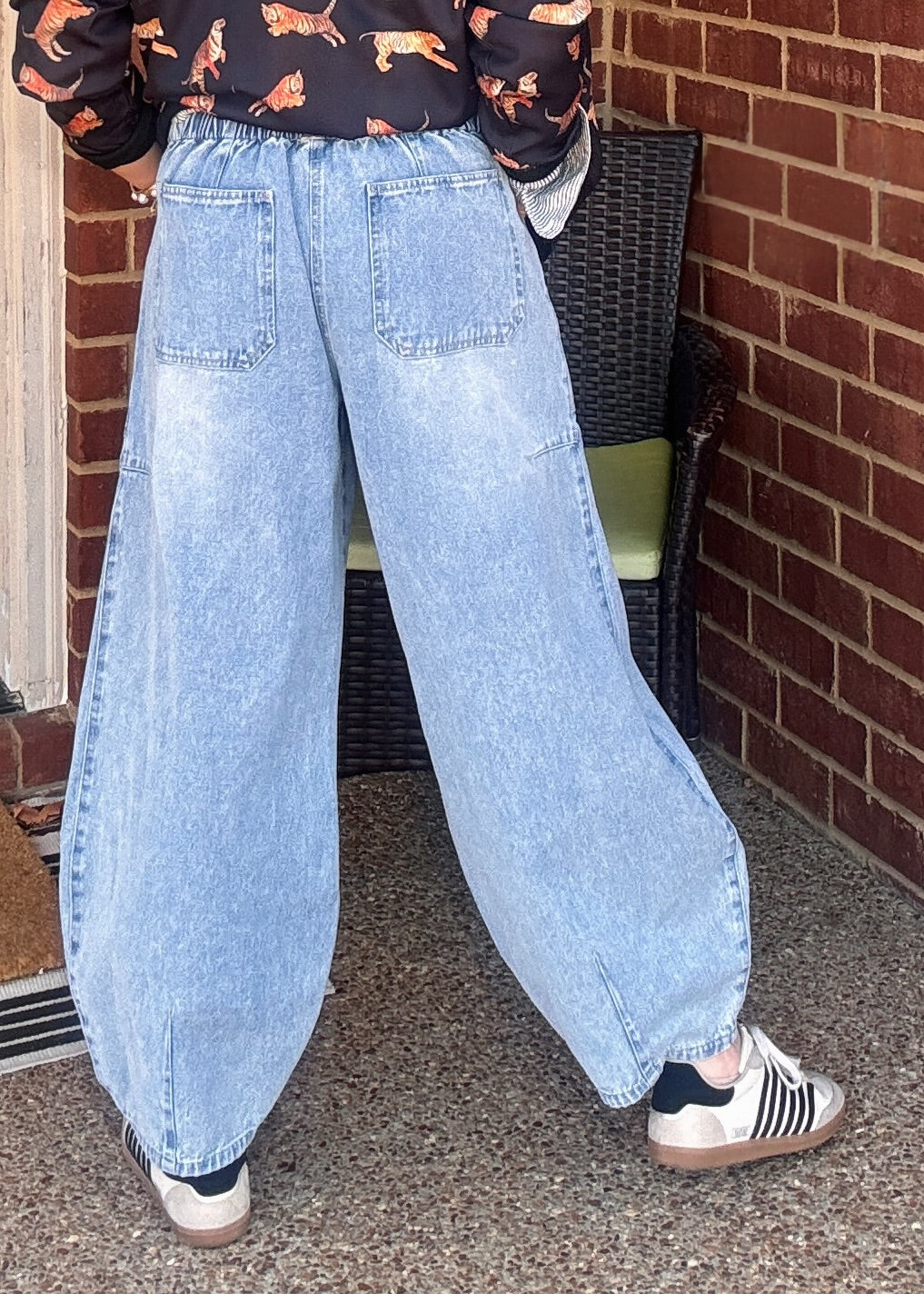 Slouchy Drawstring Barrel Jeans