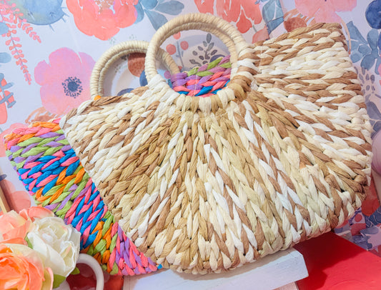 Round Handle Straw Tote (Natural)