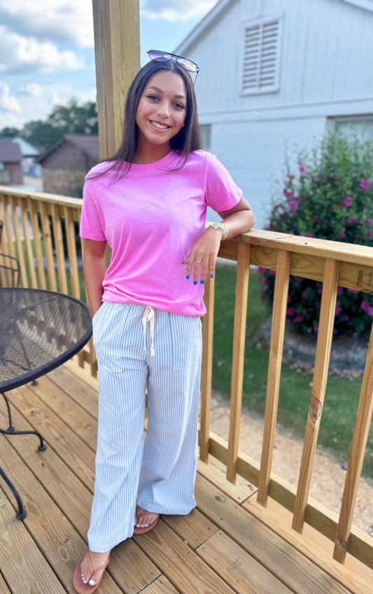 Breeze On By Striped Pants (Blue)
