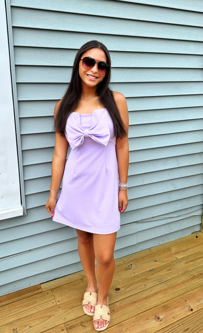 Lavender Bow Mini Dress