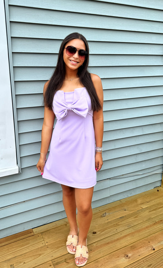 Lavender Bow Mini Dress