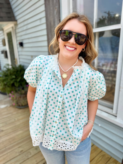 Blooming Daisy Blouse (Turquoise)