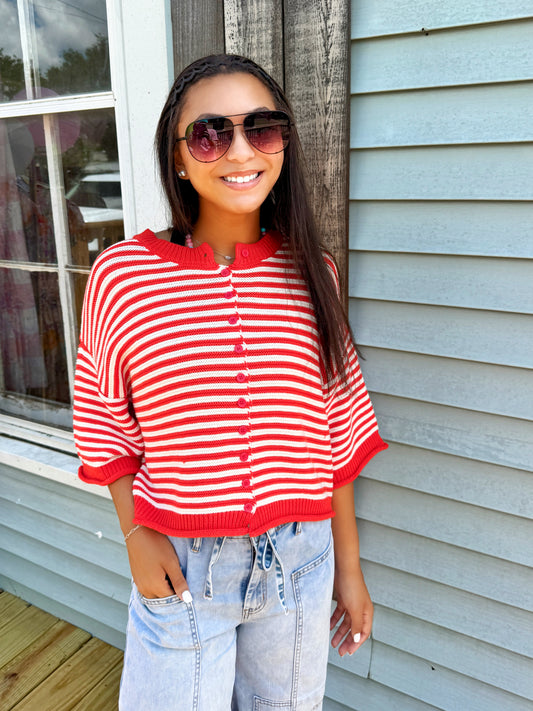 Summertime Stripes Sweater (Red)