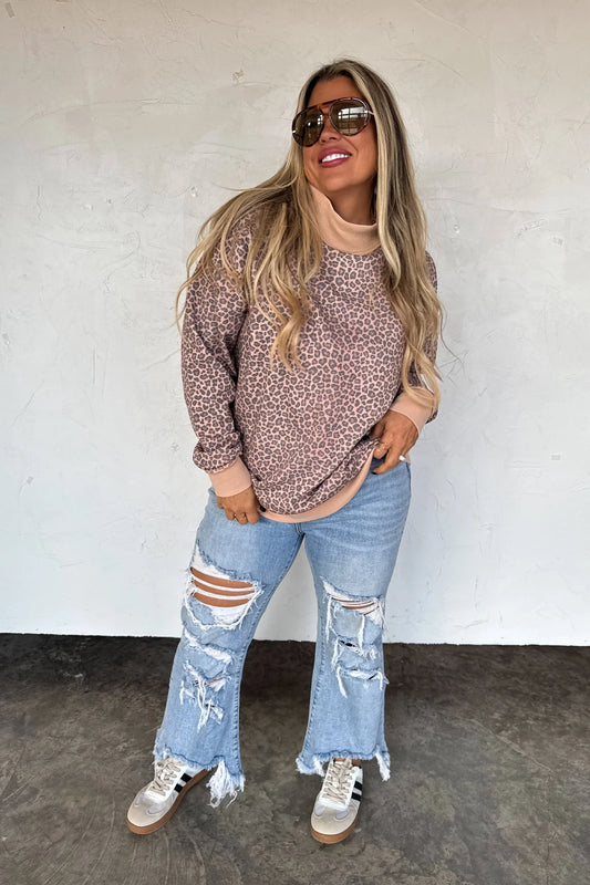Miller Mock Neck Pullover (Cheetah)