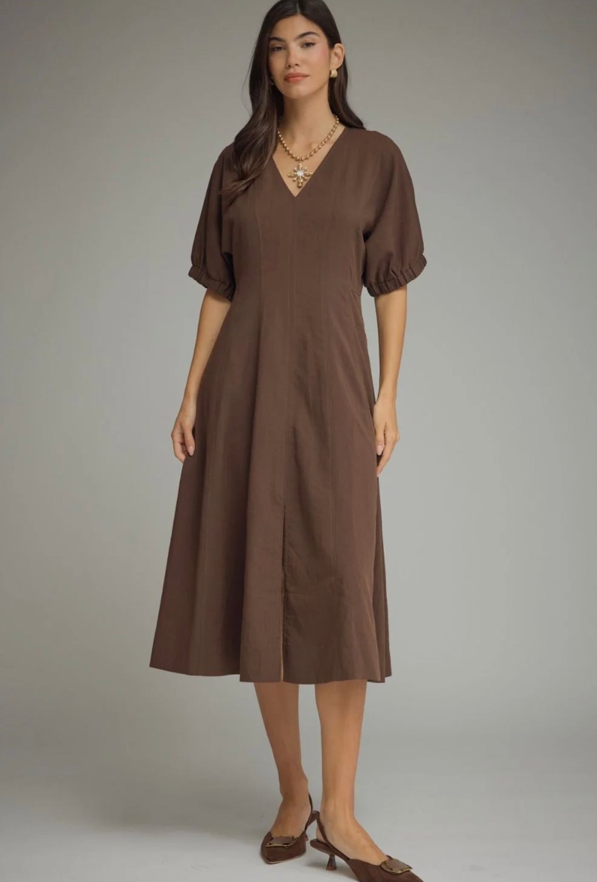 The Sofia Midi Dress (Brown)