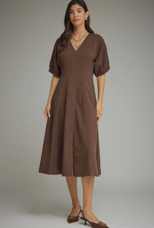 The Sofia Midi Dress (Brown)