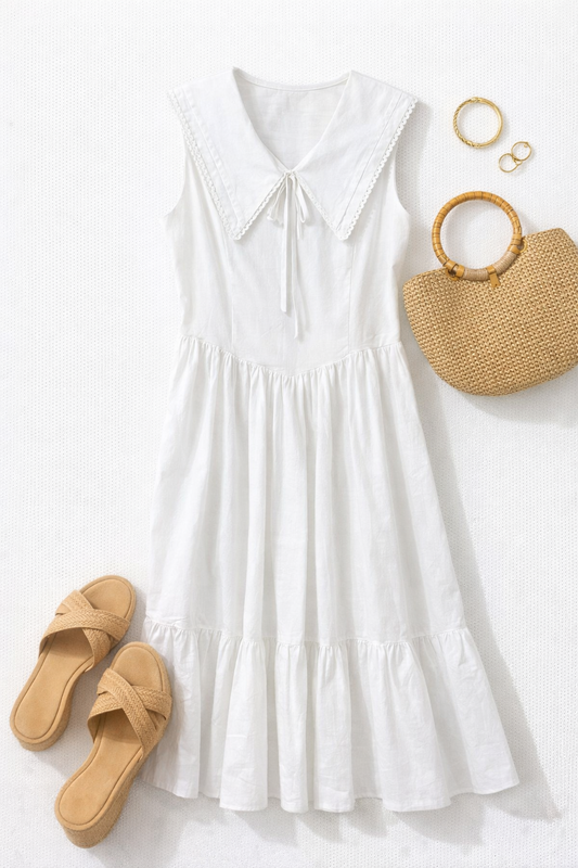 Miranda Collared Dress (White)