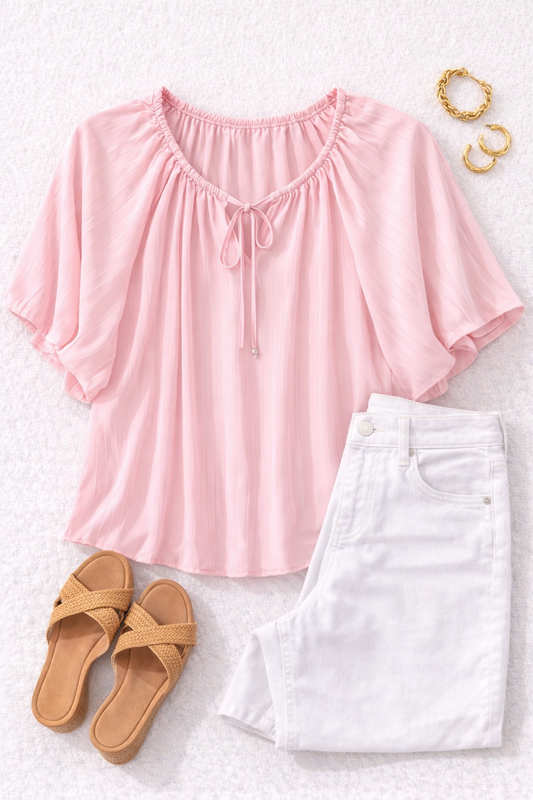 Bubble Sleeve Blouse (Pink)
