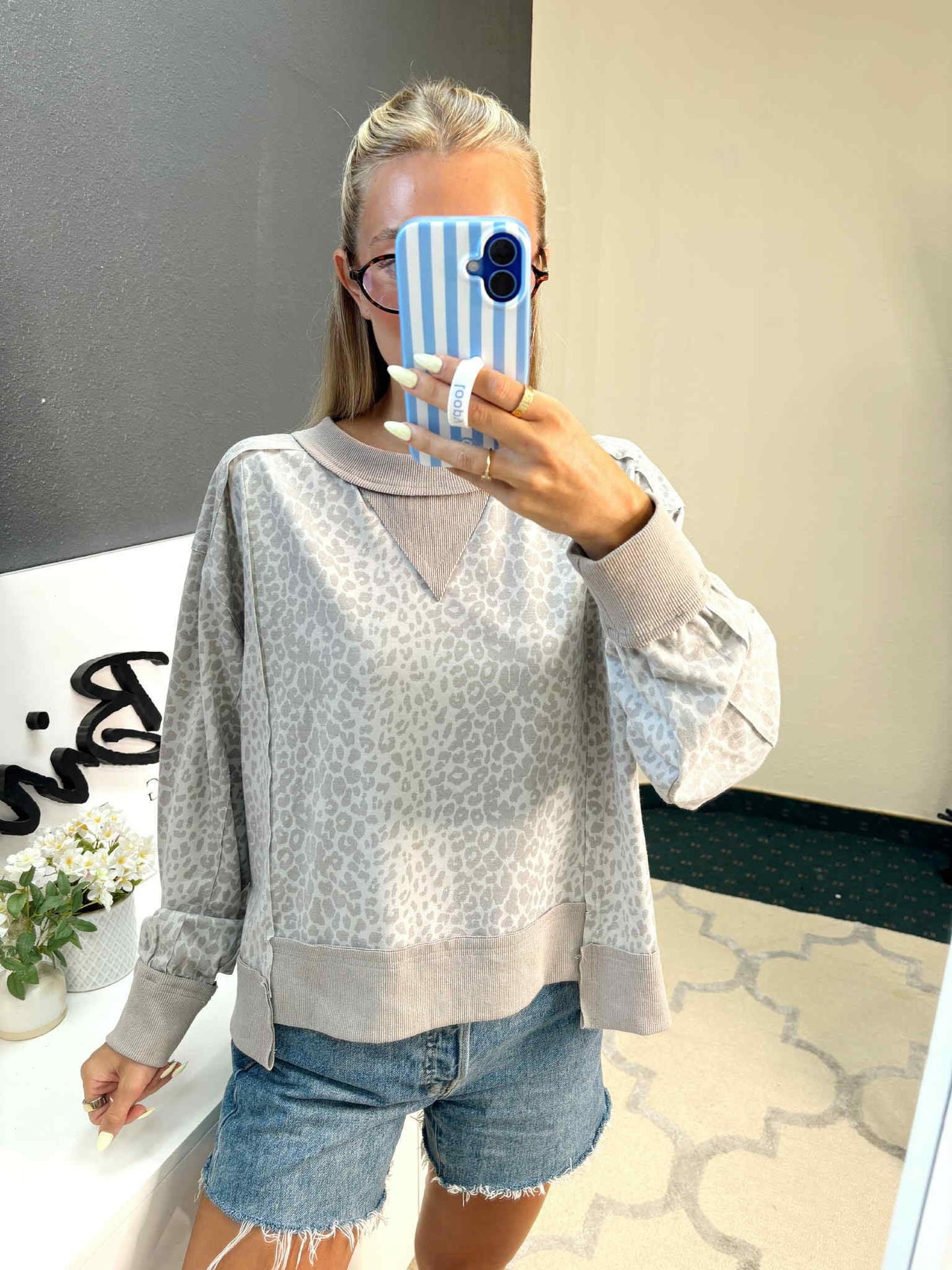 Neutral Cheetah Crewneck Pullover