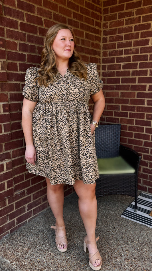 Cheetah Print Babydoll dress