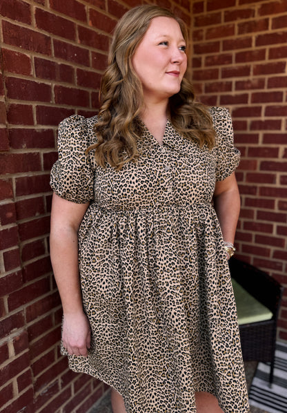 Cheetah Print Babydoll dress