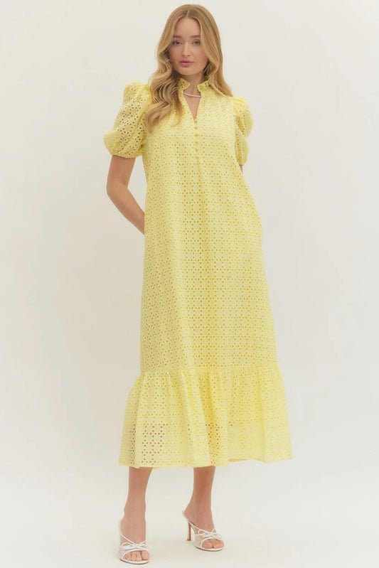 Pretty Please Eyelet Maxi (Yellow)